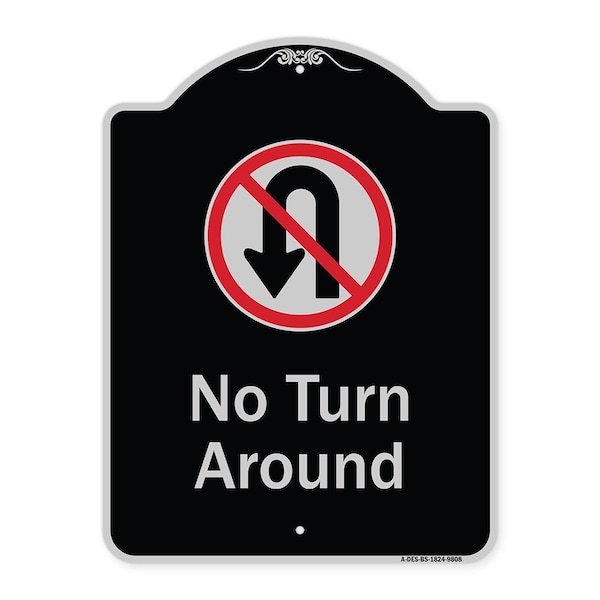 Designer Series-No Turn Around With Symbol Black & Silver, 24" x 18", BS-1824-9808